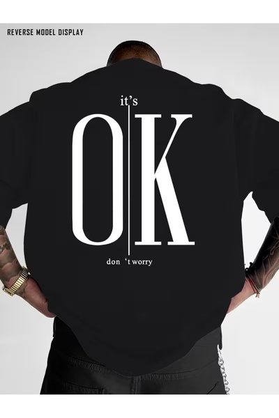 AEMİ Unisex Ok Printed Oversize Crew Neck T-Shirt
