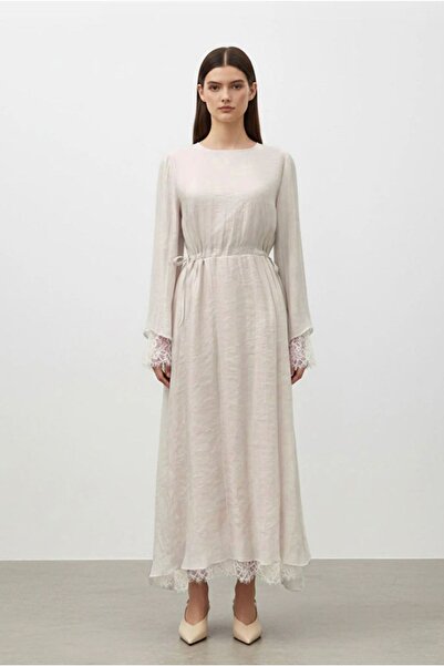 Moda Rosa 26Y7454 - BEJ - ROMANTİK ELBİSE
