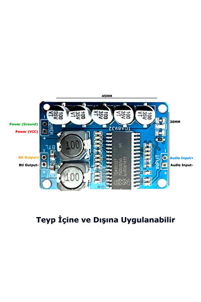 poke audio Mini Dijital OTO Amfi - Teyp Devresi TDA8932 35w Oto Teyp İçin PK-...