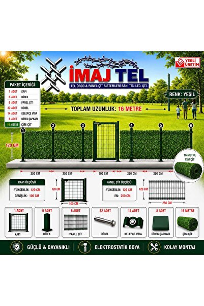 İMAJ TEL ÖRGÜ VE PANEL ÇİT SİSTEMLERİ 120 CM LİK PANEL VE ÇİM ÇİT TAKIM 120 C...