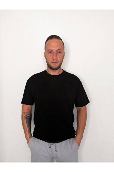Erkek Premium Siyah Pamuklu T-shirt