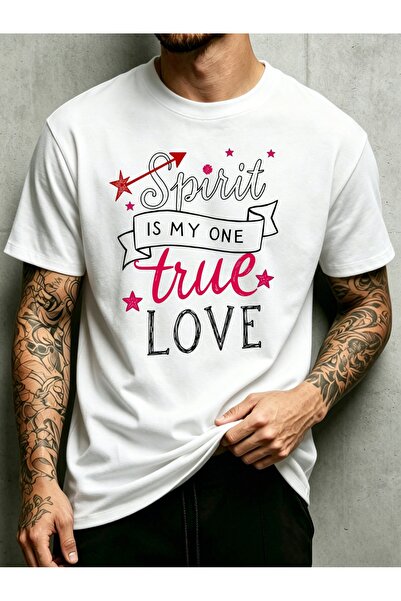 BASEPULSE تي شيرت رجالي بتصميم Is My One True Love، ذو رقبة دائرية، فضفاض، مص...
