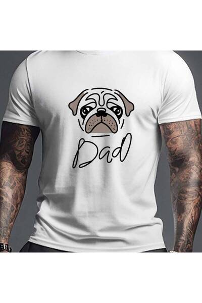 1001 Line تي شيرت AI Pug Dad Crinkle للرجال