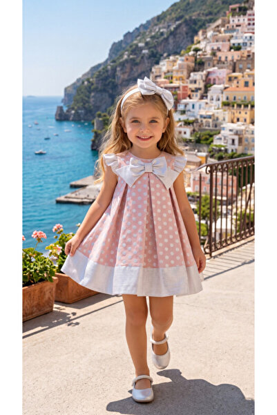 Pamina Baby Girl Evening Dress Gold Polka Dot Ruffle Sleeve Bell Dress and He...