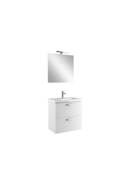 KALE Noah Beyaz 65 cm Alt Dolap, Lavabo ve Ayna Takımı