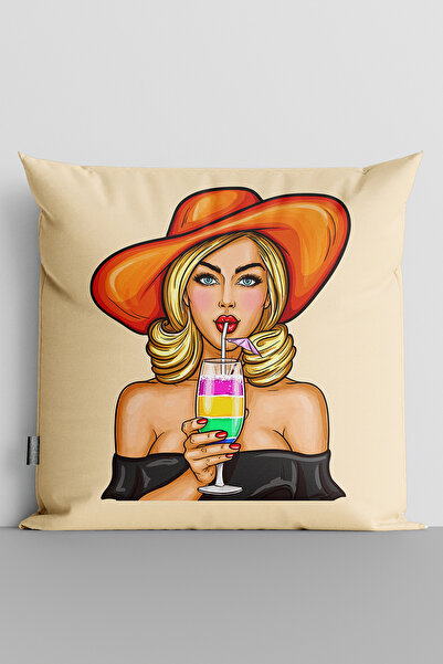 TicaretJet غطاء وسادة مطبوع رقميًا على الوجهين للنساء من Popart - 186