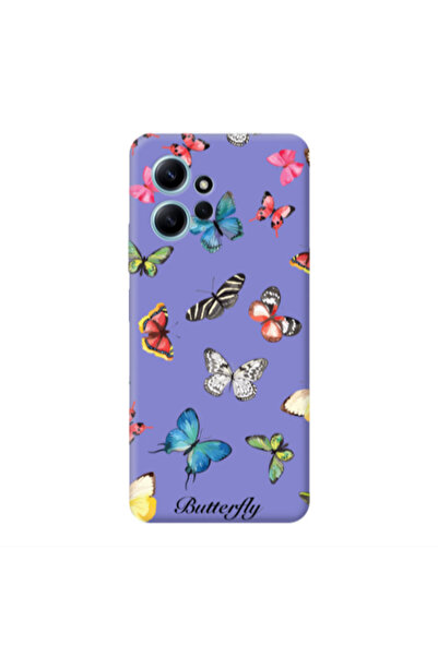 Other Xiaomi Redmi Note 12 4G Mixed Butterflys Purple Colored Silicone TPU Θήκη