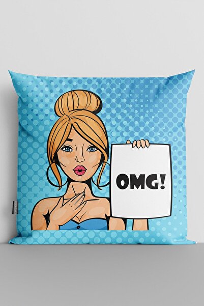 TicaretJet غطاء وسادة وسادة مطبوع رقميًا مزدوج الجوانب من Popart للسيدات Omg ...