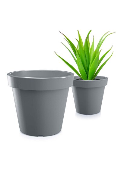 EDANTI Ghiveci rotund de grădină pentru terasă, gri piatră, Lofly 39 cm