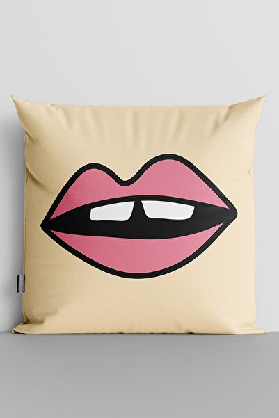 TicaretJet غطاء وسادة مطبوع رقميًا على الوجهين من Popart Lip - 244
