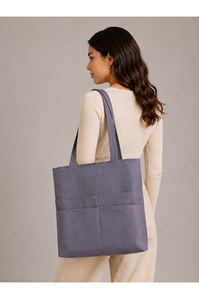 dekado Women's Gray Bag Zippered Hand and Shoulder Bag Fabric Tote Bag Custom...