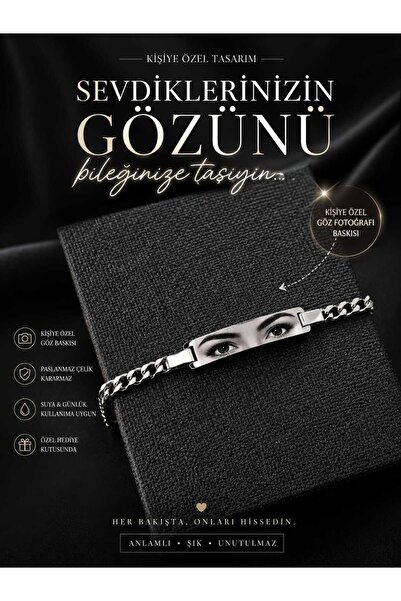 Satürn Silver Kuyumculuk Kişiye Özel Göz Baskılı Çelik Bileklik