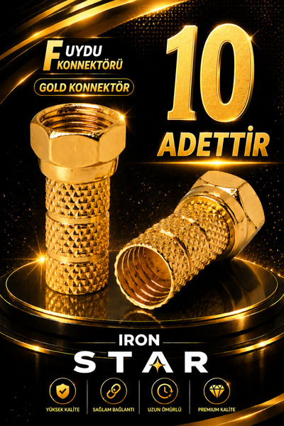 IRONSTAR 10 ADET Gold F uydu konnektörü / RG6 F konnektör / çanak anten bağla...