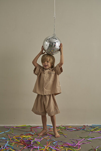 Oh La La Koala For Little Ones Beige Candy Summer Ribbed Shirt Set