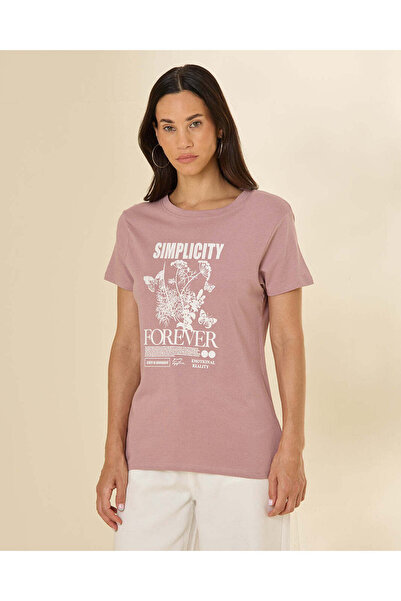 REDTAG Women's Pale Pink Printed T-Shirt