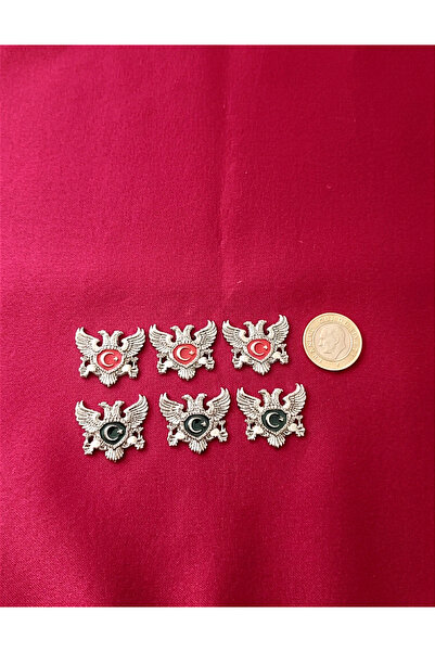 lina oto aksesuar 6 Pieces of Double-Headed Wolf Band Metal Sticker Emblem Li...