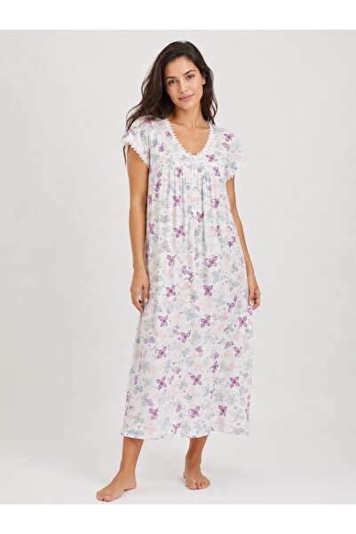Alize Moda Watermelon Sleeve Patterned Women's Nightgown