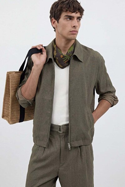 Antioch Khaki Linen Blend Summer Coat