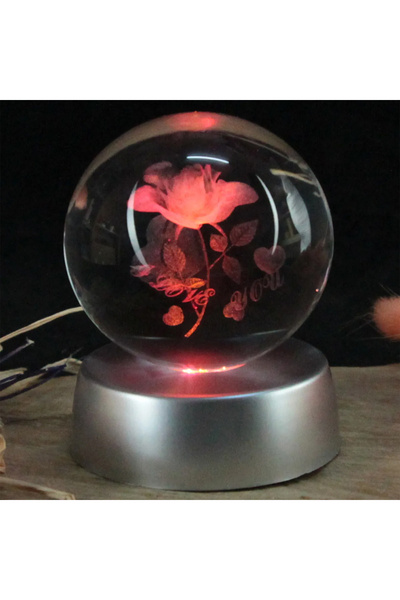 Angel Of Life Color Changing Lighted Glass Globe Rose