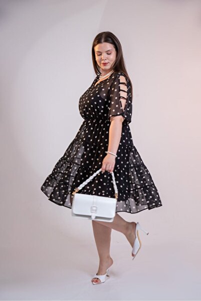 Roxxlen Rochie din șifon cu imprimeu floral, mărime mare, pentru femei