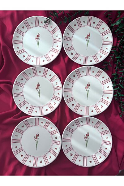 Yiğit Seramik Züccaciye Lavinya Model 6 Person/Part Cake Serving Plate (Fuchsia)