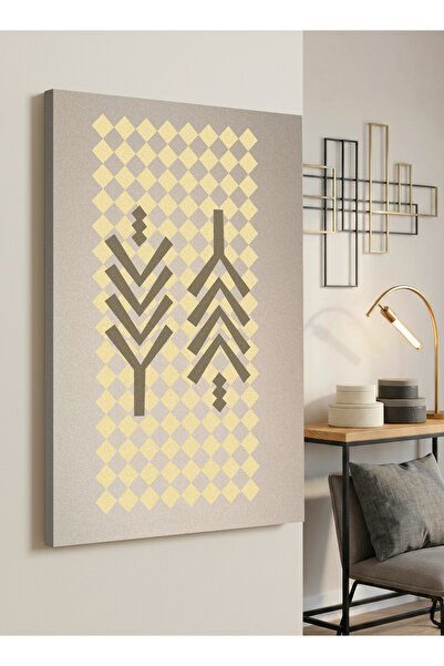LOWHA Canvas Wall Art Stretched Over Wooden Frame with a Saudi Inspired Pattern