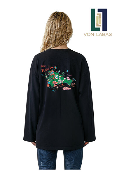 Grafftee Clothing تيشيرت أسود بأكمام طويلة وواسعة، مصنوع من القطن بنسبة 100%،...