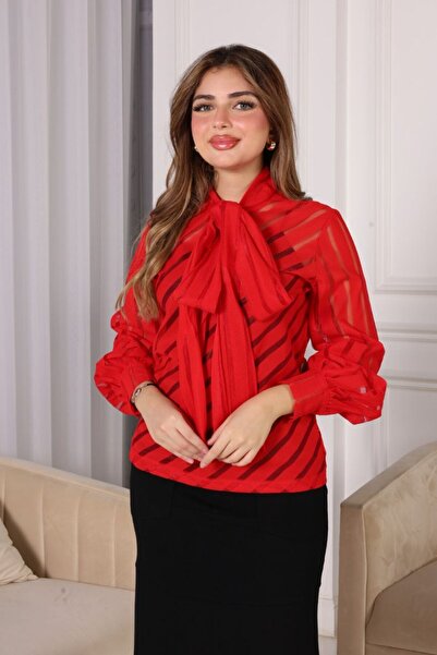 BRATO Red Blouse with Bow