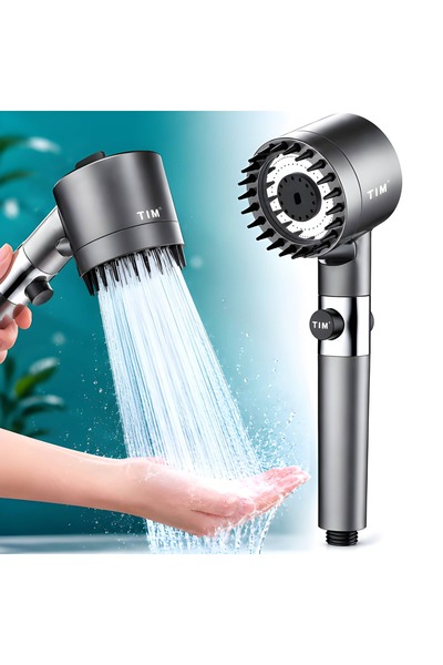 Tim Pară de Duș 4 în 1 cu Filtru de Purificare, Perie de Masaj din Silicon, 4...