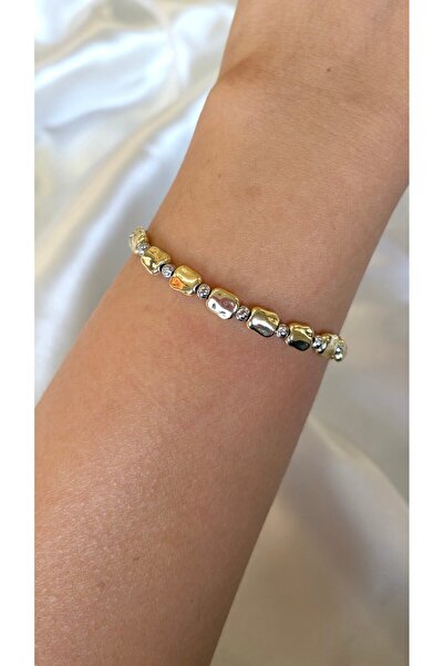 Eylülün Takısı Women's Gold and Silver Detailed Stone Model Bracelet
