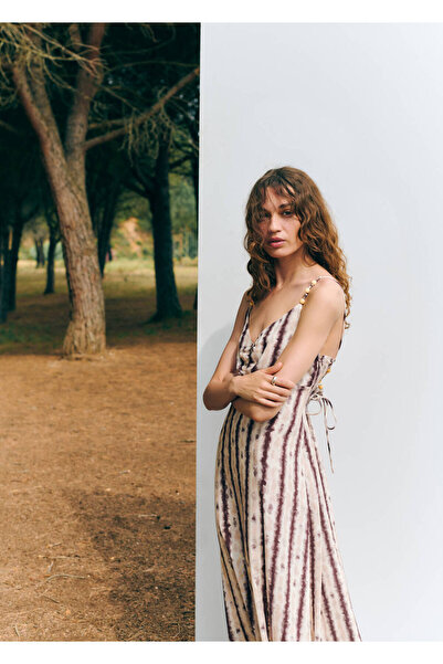 Mango Teen Askılı batik desenli elbise