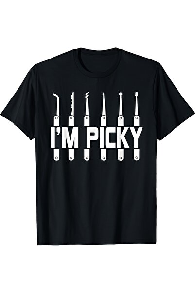 17 seramik Funny Picky Graphic Tee | Black Shirt with Tools (Probe, Mirror, I...