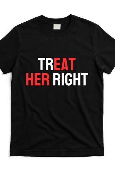 12 Teknoloji تي شيرت Treat Right Eat Her T Shirt Thr7552464 باللون الأسود، تص...