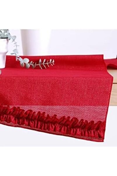 Yıldızan Nht Shop Simli Linen Runner Red Ruffled 45X150 818517