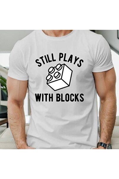 2mcup تي شيرت كاجوال للرجال من Still Plays with Blocks، قابل للتنفس، بطباعة ه...