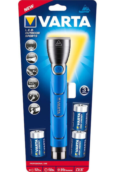 Varta Φακός LED IPX4 με Μέγιστη Φωτεινότητα 350lm Μπλε Κωδικός: 18629101421