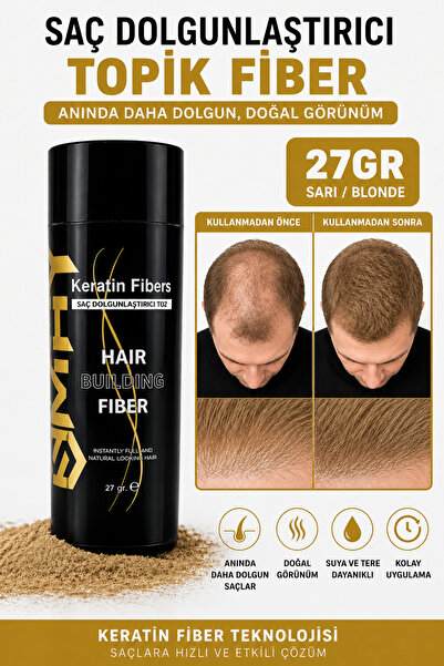 SMAY Topik Fiber Saç Dolgunlaştırıcı 27 Gr Sarı - Keratin Fiber Saç Tozu, Saç...