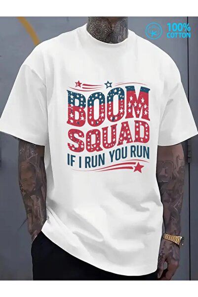 BASEPULSE Boom Squad Run Graphic T-Shirt | 180G 100%, Comfortable Loose Fit, ...
