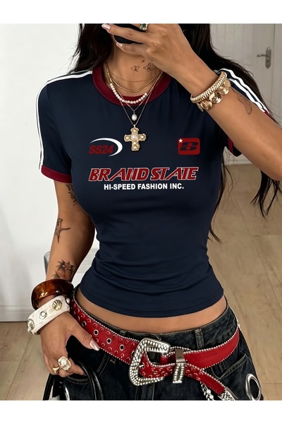 Toum Brand State Printed Crop Blouse