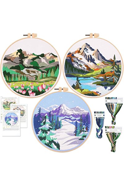 Arabest Embroidery Kit, 3 Sets Mountain Embroidery Kit for Beginners Adults K...