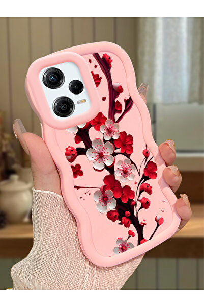 Hontinga Redmi Note 12 Pro 5G Uyumlu Kılıf kamera koruyucu Pembe Silikon Coup...