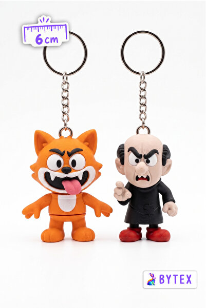 BytexStore Gargamel ve Azman 2'li Anahtarlık Seti Çanta Süsü Charm