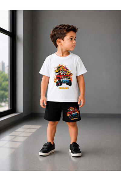 Eşofmancım Boy's Summer Sweat-Proof Combed Cotton Suit with Shorts
