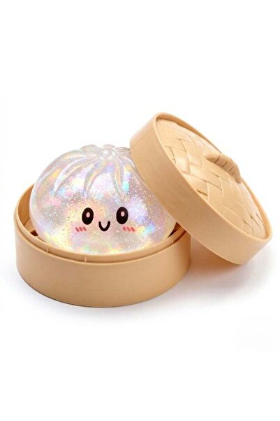 WHIMSY Atrgss Jumbo Squishy Crystal Clear Glitter Dumpling Toy with Steamer B...