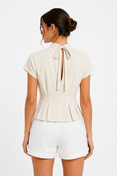 RAFF MAĞAZA Short Sleeve Blouse 100% Cotton
