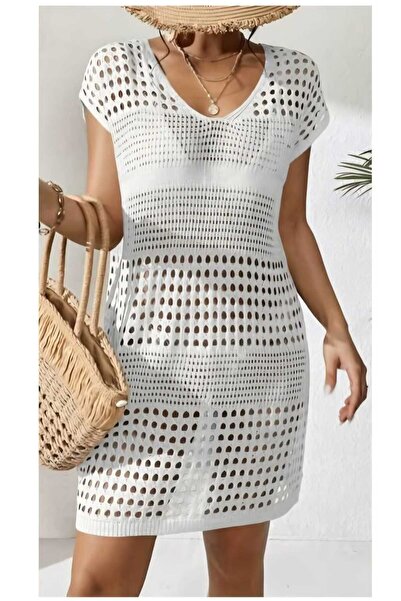 Rıdvan Aslan Women's Openwork Knitwear Beach Dress Stylish Summer Pareo Short...