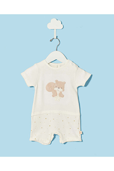 REDTAG Baby Ivory Bear Placement Print Romper