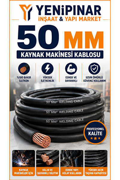 Axu 50 mm² Kaynak Makinesi Kablosu %100 Bakır Esnek Kaynak Kablosu (Metre Fiy...