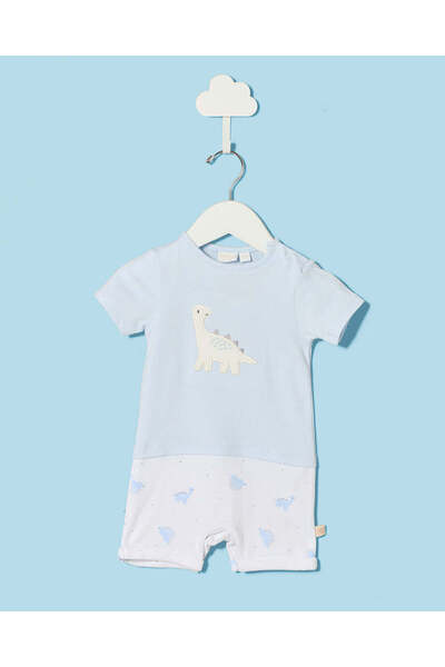 REDTAG Boys Blue Printed Newborn Dungree Set