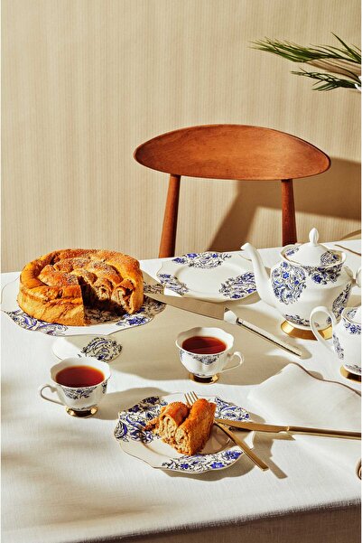 Paşabahçe Blue White 27X27 cm Cake Serving Plate, Serving Plate, 1 Piece